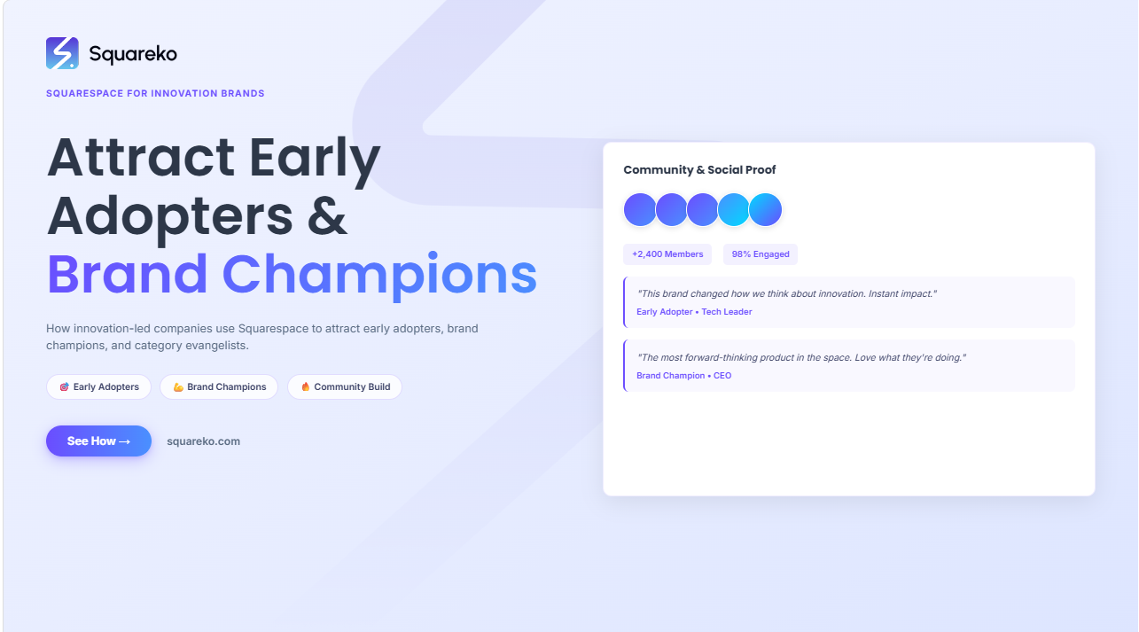 How Innovation-Led Companies Use Squarespace to Attract Early Adopters and Brand Champions
