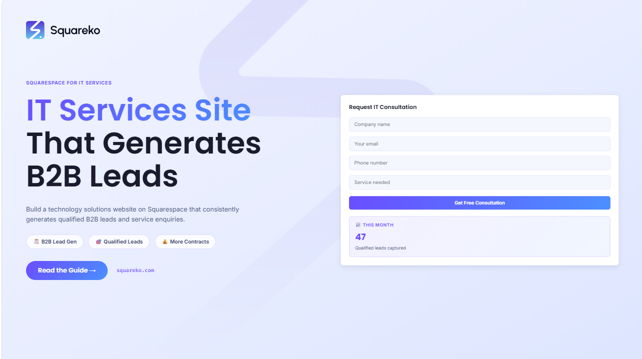 How to Build a Technology Solutions Website on Squarespace That Generates B2B Leads