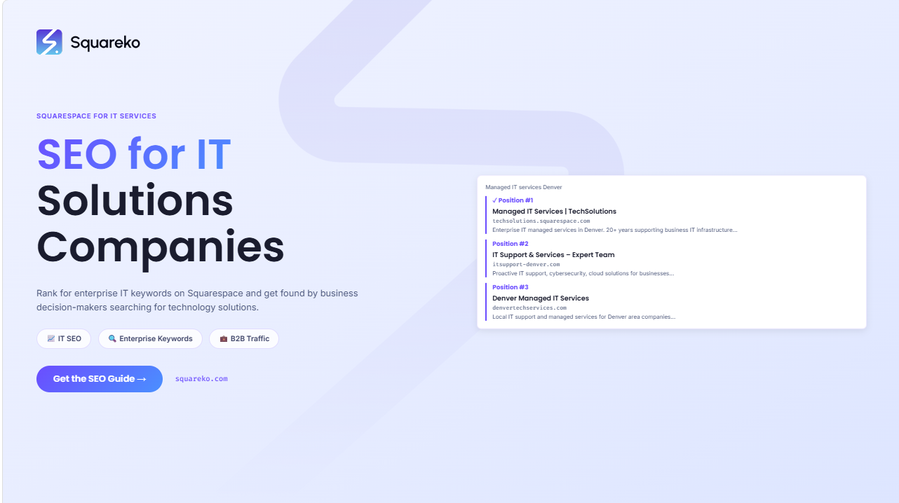 SEO for Technology Solutions Companies on Squarespace: Rank for Enterprise IT Keywords