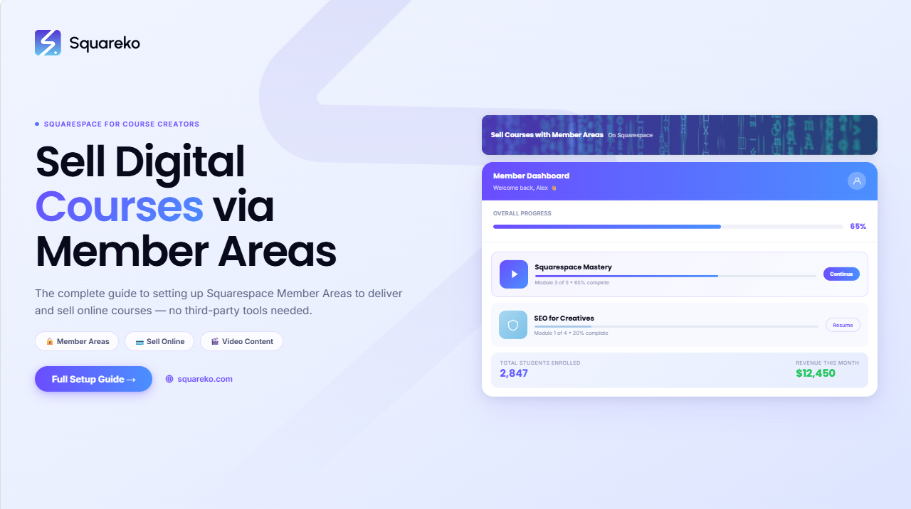 How to Sell Digital Courses on     Squarespace: Member Areas Complete Guide