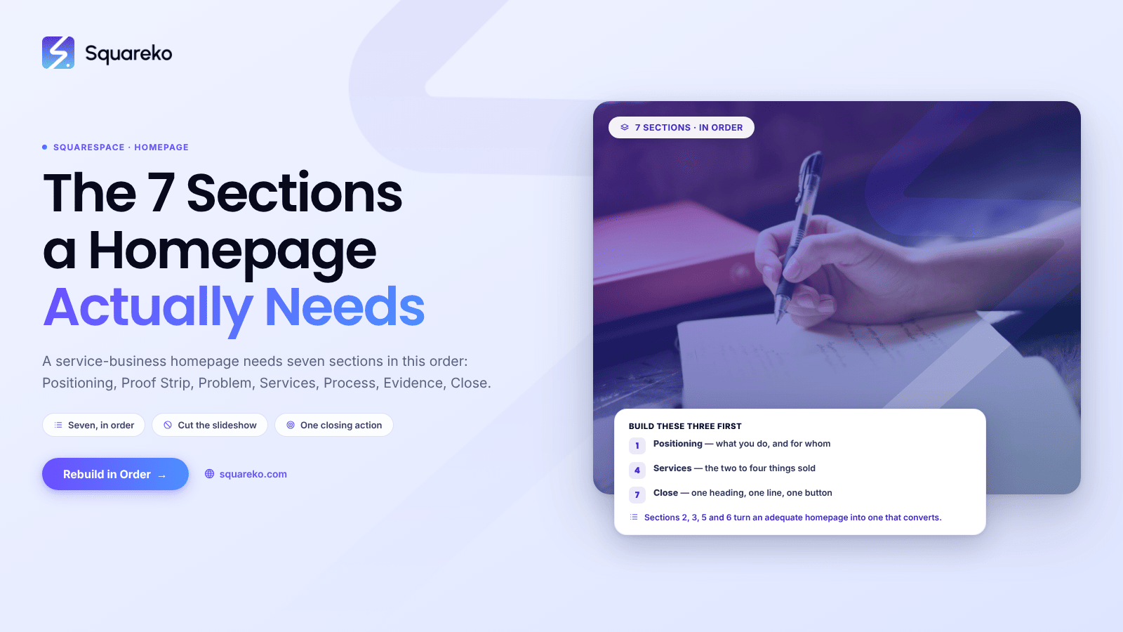 Squarespace Homepage Design: The 7-Section Structure That Converts