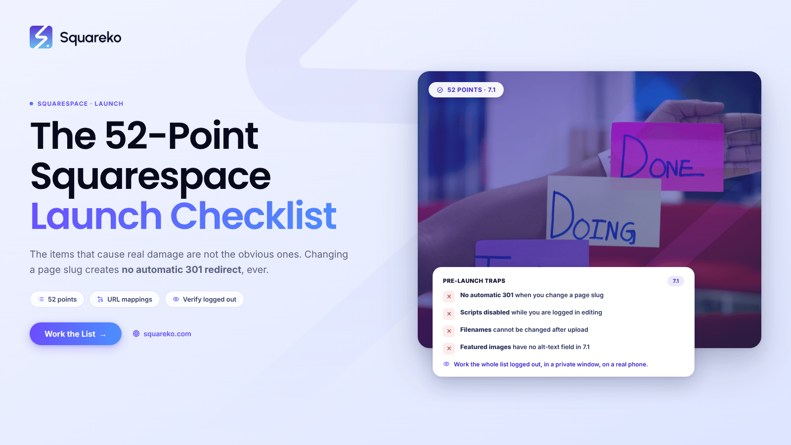 The Pre-Launch Squarespace Checklist (52 Points)