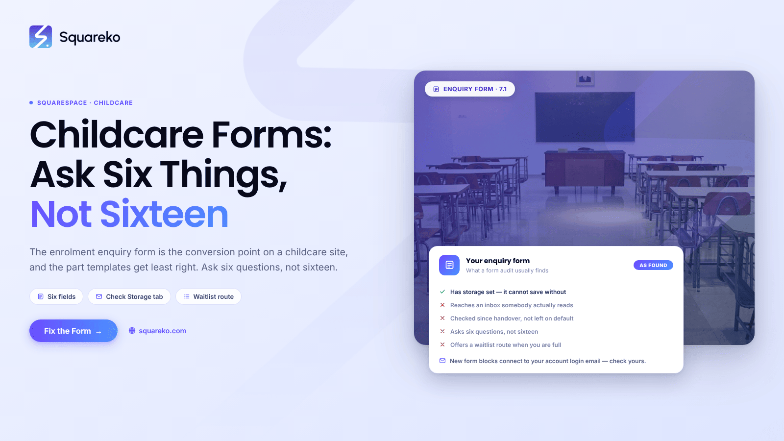 Childcare Squarespace Website Templates: Getting the Enrolment Form Right