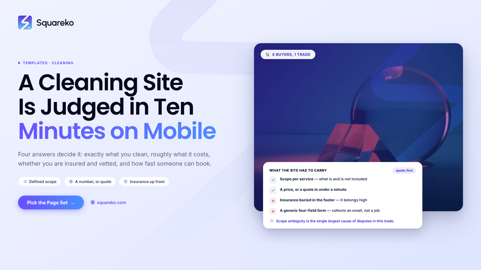 Squarespace Templates for Cleaning Businesses: A Quote-First Buyer's Guide