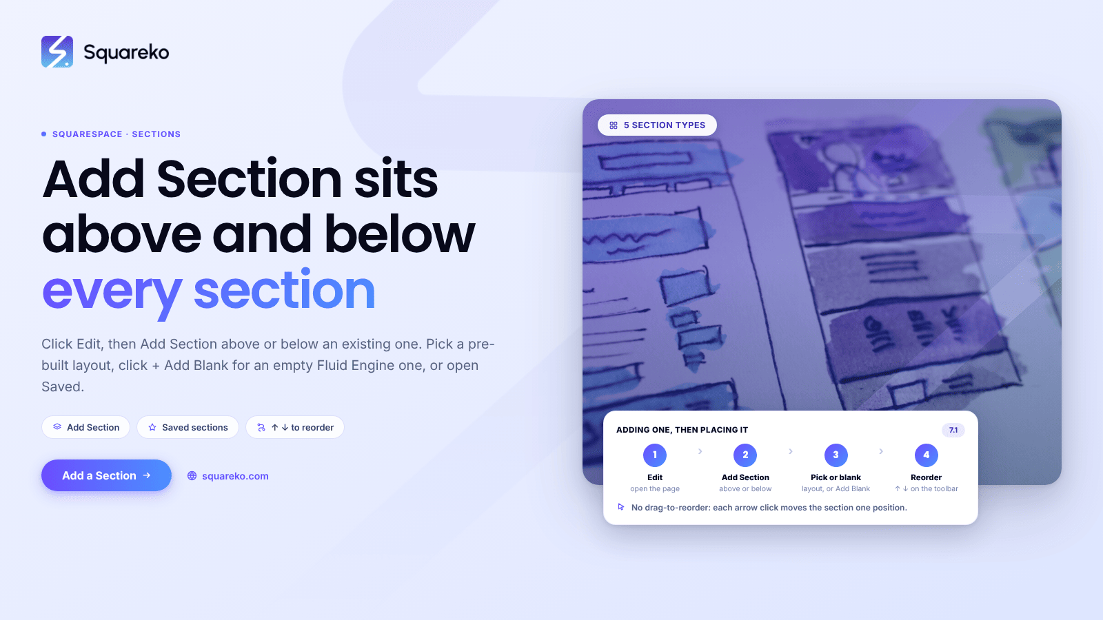 How to Add and Reorder Sections in a Squarespace Template