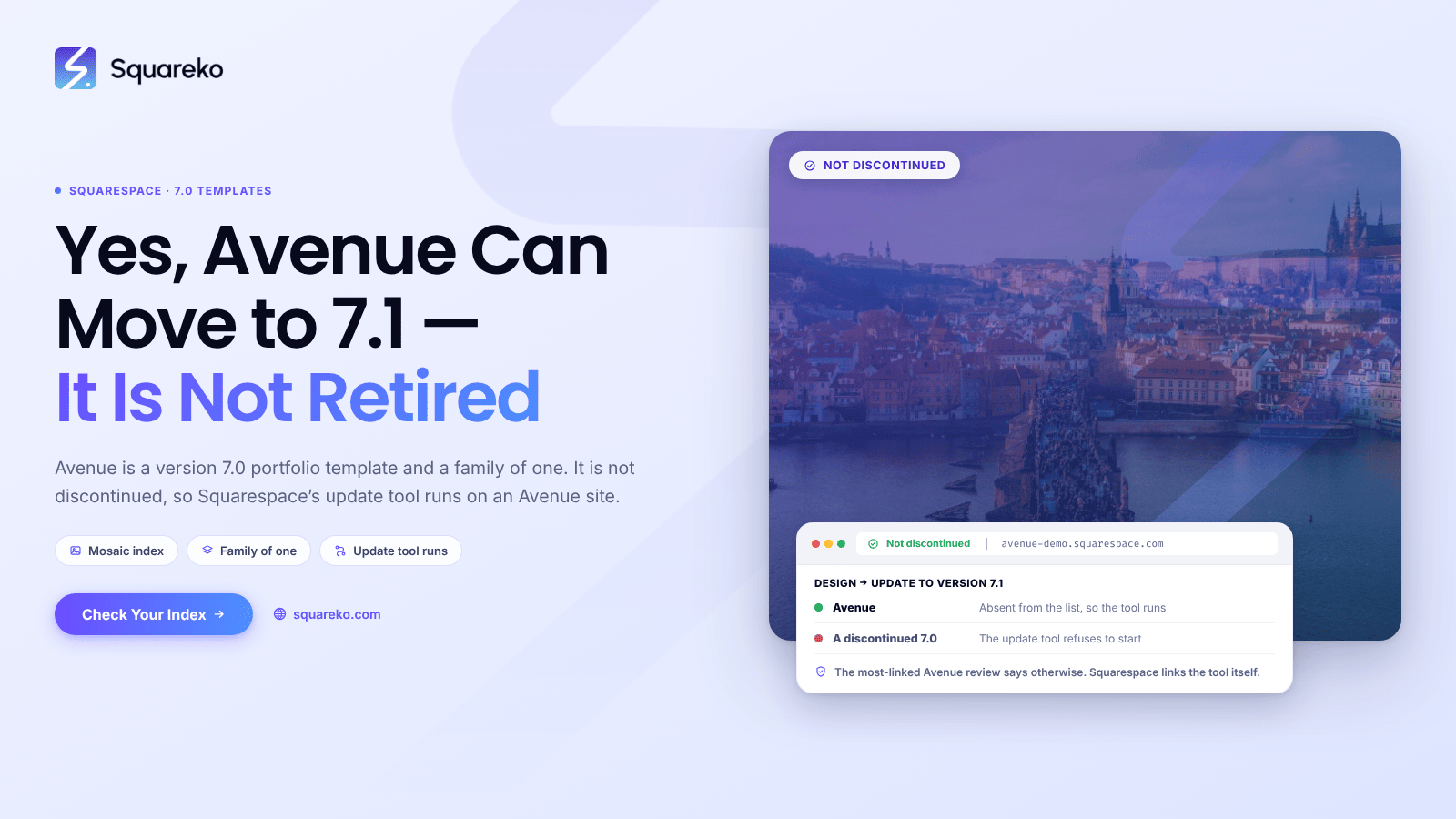 Squarespace Avenue Template: Index, Limits and the 7.1 Path