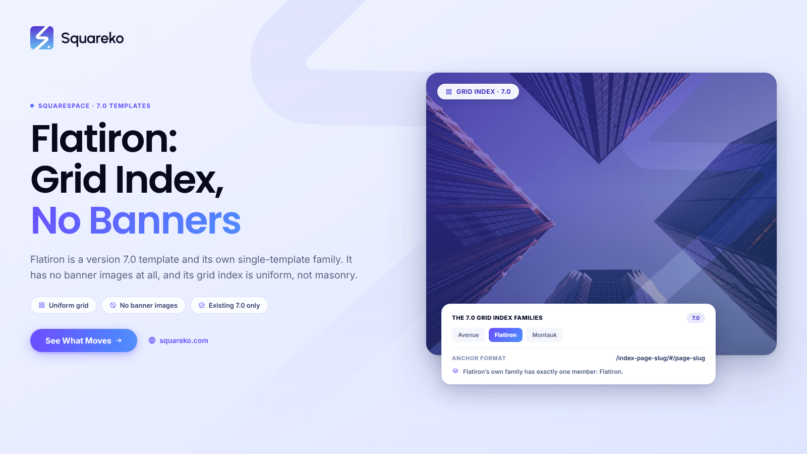 The Squarespace Flatiron Template: Grid Index, No Banners, Still Installable