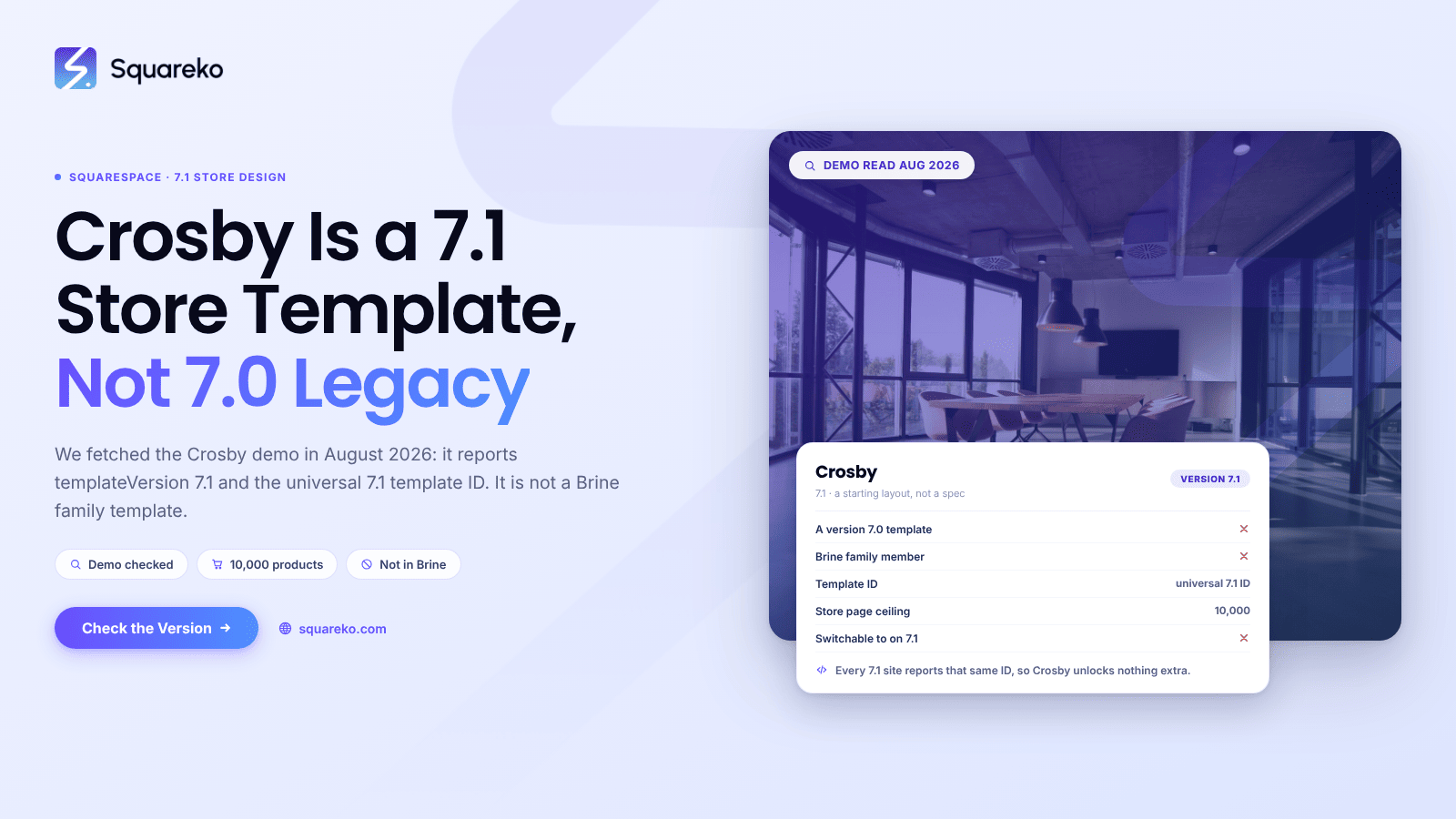 Squarespace Crosby Template: A 7.1 Store Design, Not a Legacy 7.0 Template