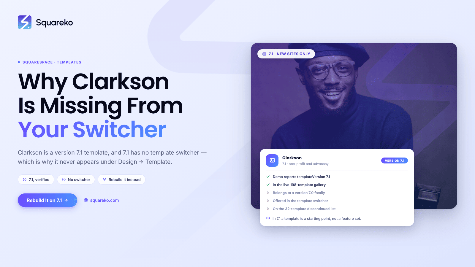 The Squarespace Clarkson Template Is a 7.1 Design, Not a 7.0 Template