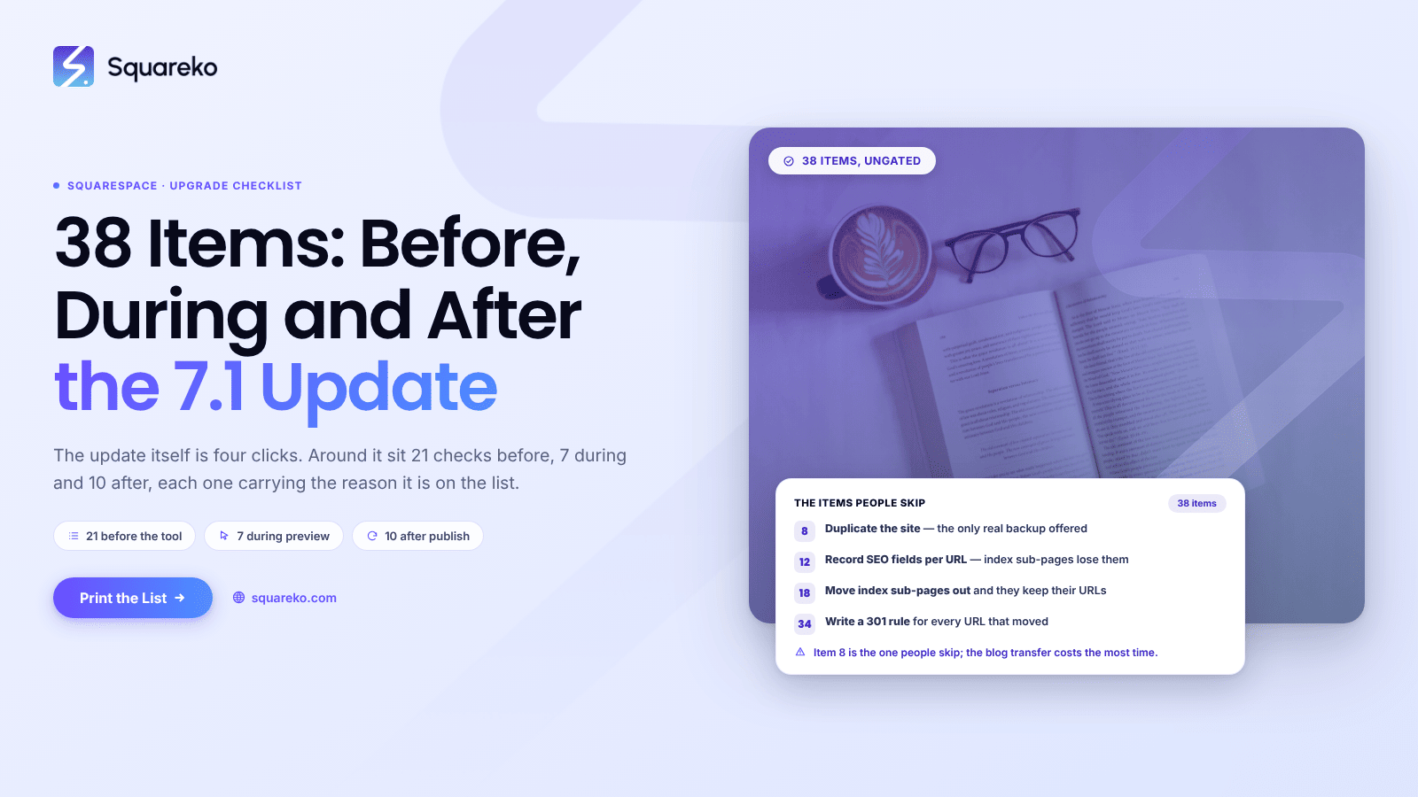The Squarespace 7.0 to 7.1 Checklist: 38 Items