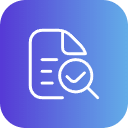 Icon of a document with a magnifying glass, indicating search or review of a file.