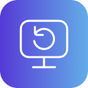 Icon of a medical monitor with a heart rate line, on a purple background.