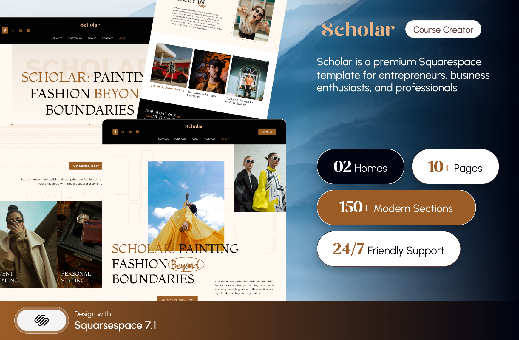 Scholar premium Squarespace Fashion Template