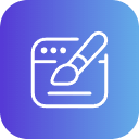 Icon of a paintbrush and a blank document, representing editing or designing content.