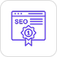 Icon of SEO with a certificate badge
