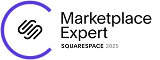 Marketplace Expert logo with a stylized 'S' inside a circle and the text 'Marketplace Expert' below, plus 'Squarespace 2025'.
