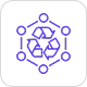Icon of a molecule inside a hexagon with connected nodes
