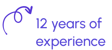 Text reading '12 years of experience' with a decorative swirl