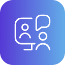 Icon of a sad face with a speech bubble containing a question mark