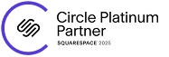 SquareSpace logo with text 'Circle Platinum Partner' and year 2025