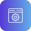 Icon of a webpage with a gear symbol, representing settings or configuration.