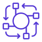 Flowchart icon with interconnected arrows and circles