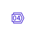 Icon of a purple badge with the number 04 on it.