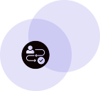 Two overlapping purple circles with a black hexagon containing a question mark in the center.