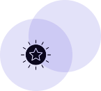 Two overlapping purple circles with a black hexagon in the center containing a question mark.