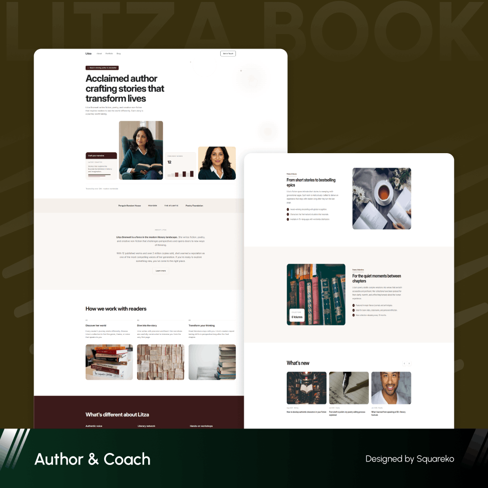 Screenshots of the homepage and about me page of the Sleepy Rockstar Academy website, featuring images of children and a woman, with text about pediatric sleep solutions by Dr. Karen Hake.