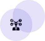 Two overlapping purple circles with a black question mark in a black shape at the center.