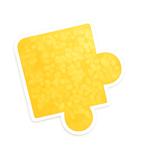 A yellow tile shaped like a cartoon face with a wide smile and two eyes, outlined in white.