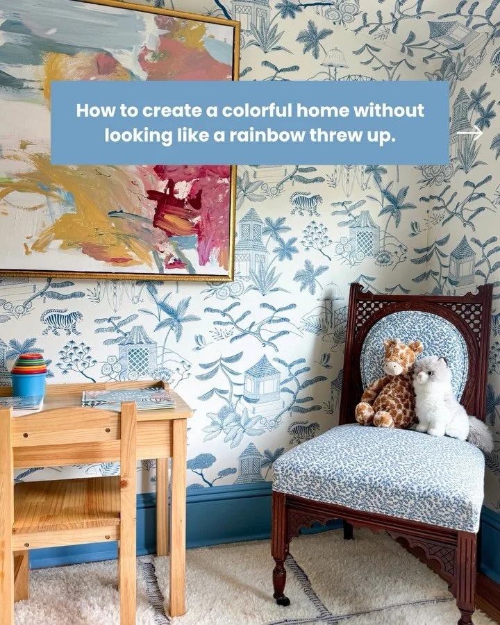 Decorating with color doesn&rsquo;t have to be scary.

You need to remember three things.

Colors must be repeated and balanced throughout a room.
This is way many people default to gray rooms. It&rsquo;s easy to repeat.

When you introduce a new col