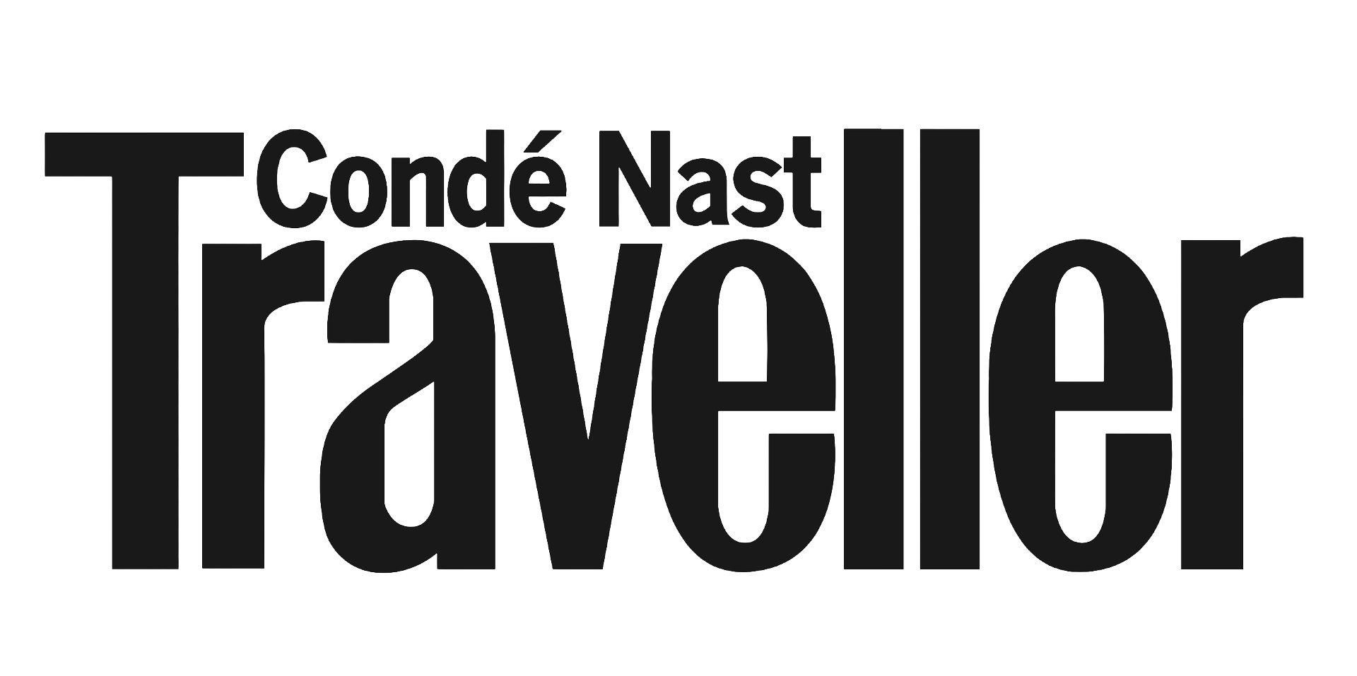 Logo of Condé Nast Traveler with large black text on a transparent background.