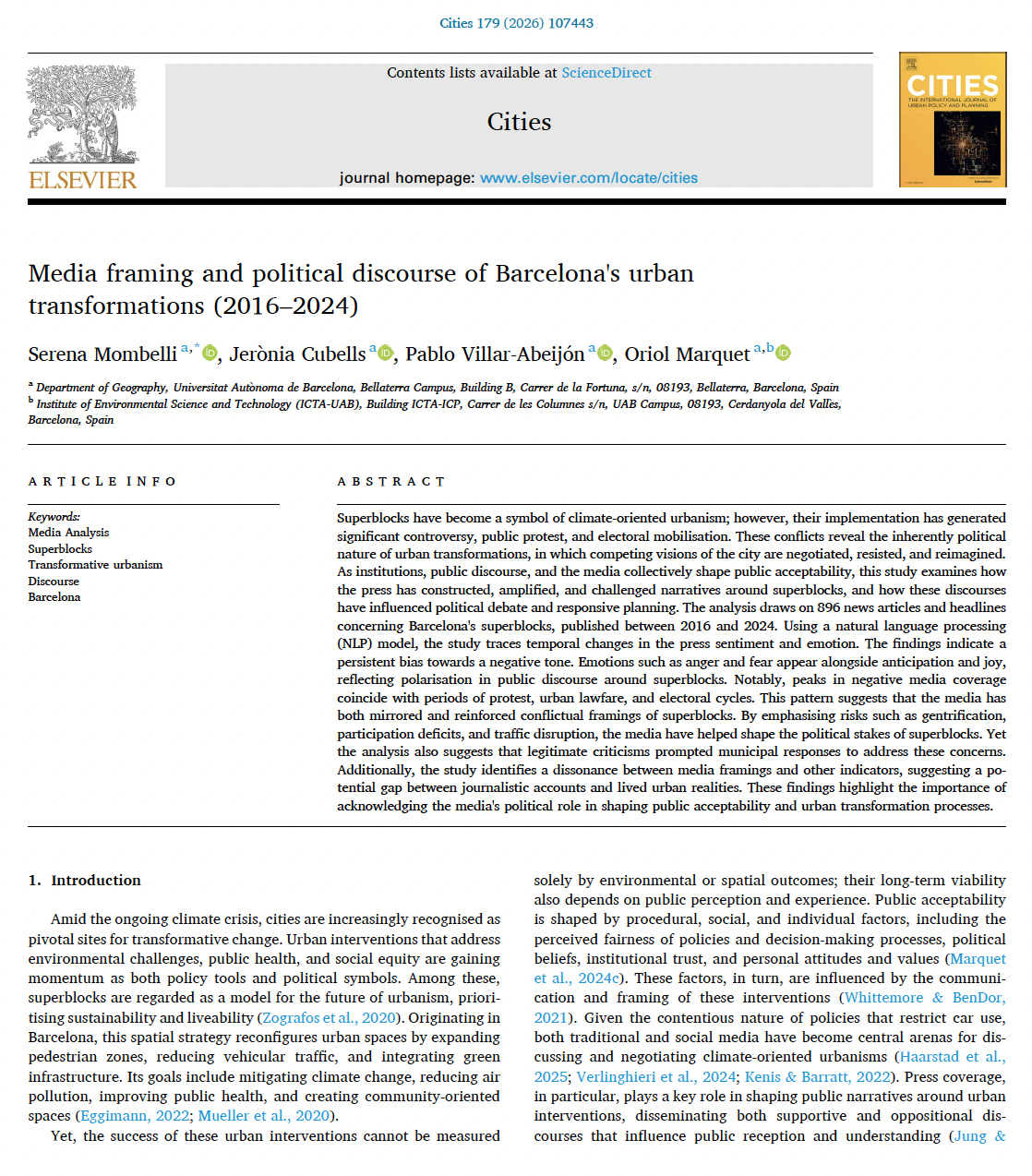 Media analysis Barcelona superblocks