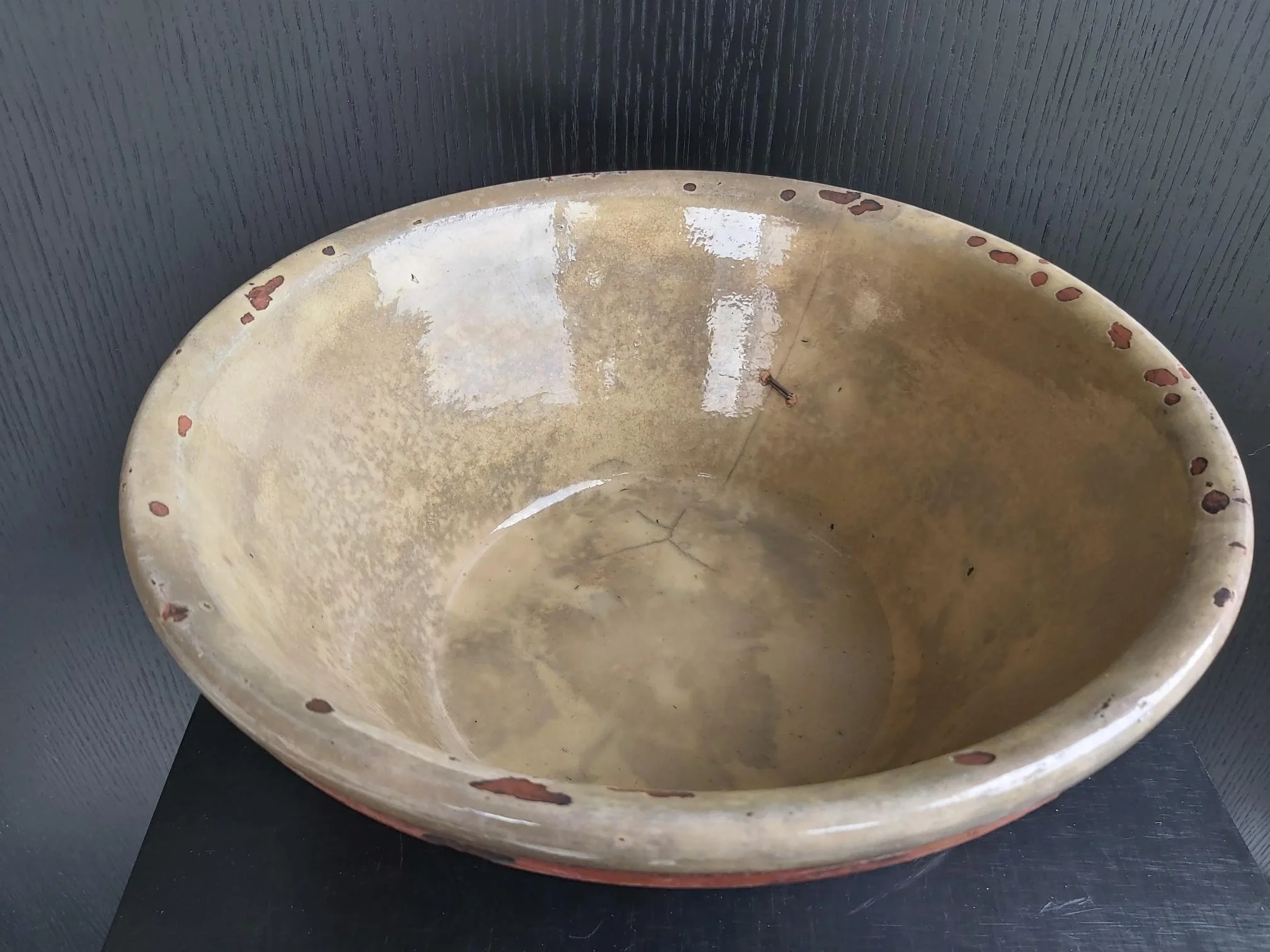 Art 36 : Prachtige antieke grote "stapled" terracotta tian schaal