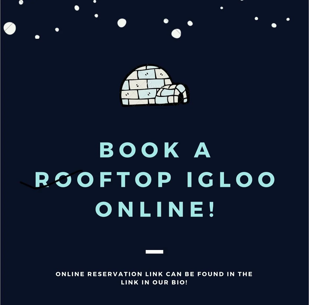 Now introducing&hellip; online reservations for igloos! Beginning 12/28, all new igloo reservations must be made online using OpenTable under the &ldquo;Experiences: Rooftop Igloos&rdquo; tab. 

Click the link in our bio to reserve an igloo now!