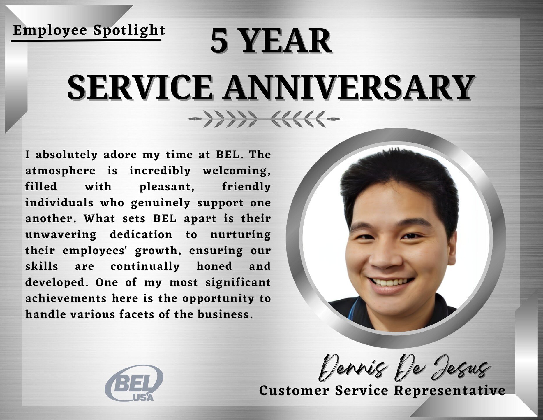 Join us in celebrating a significant milestone today! 🎉 

Our dedicated team member Dennis De Jesus has been an integral part of our family for 5 amazing years! 

Thank you, Dennis for your unwavering dedication and exceptional contributions over th