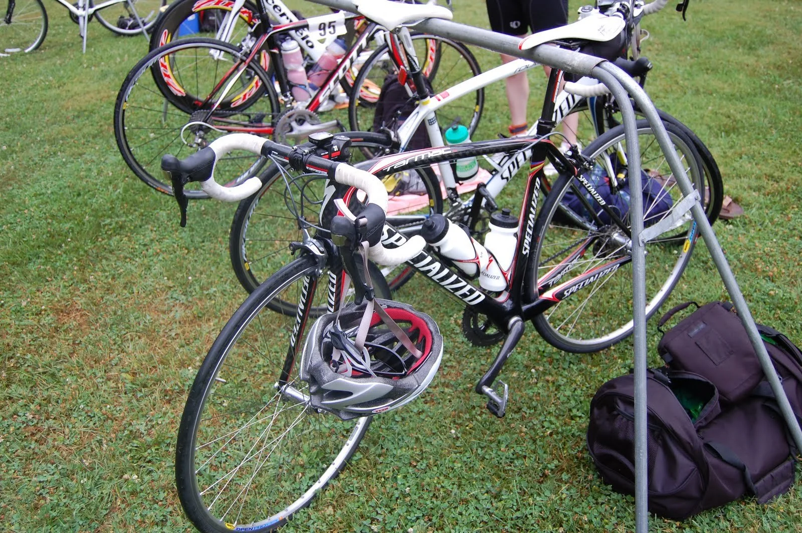 Road bike in transition of a local triathlon