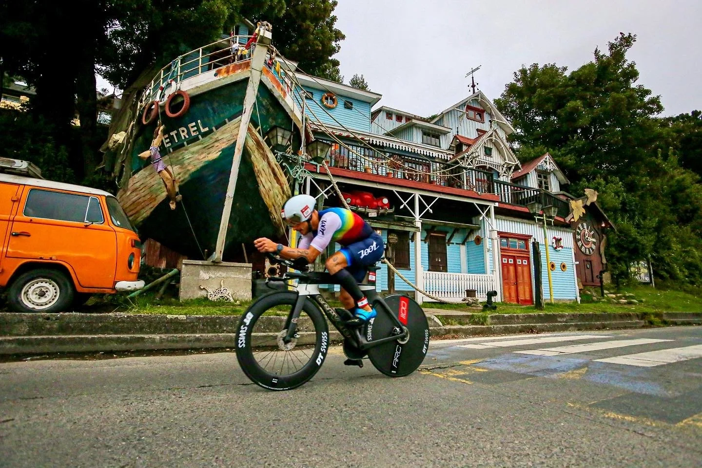 Riding a triathlon bike in Chile