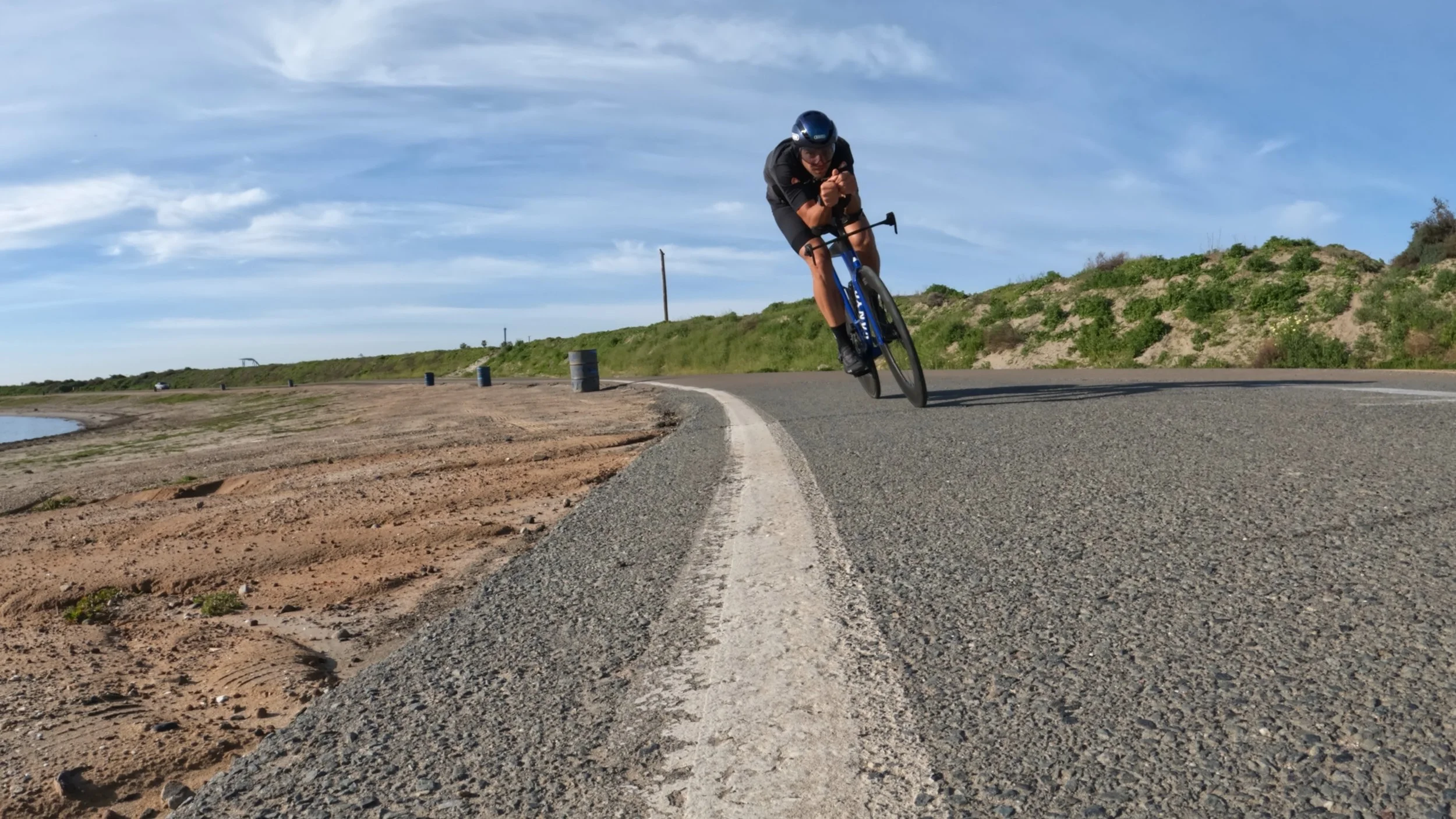 Athlete doing a FTP test on Fiesta Island