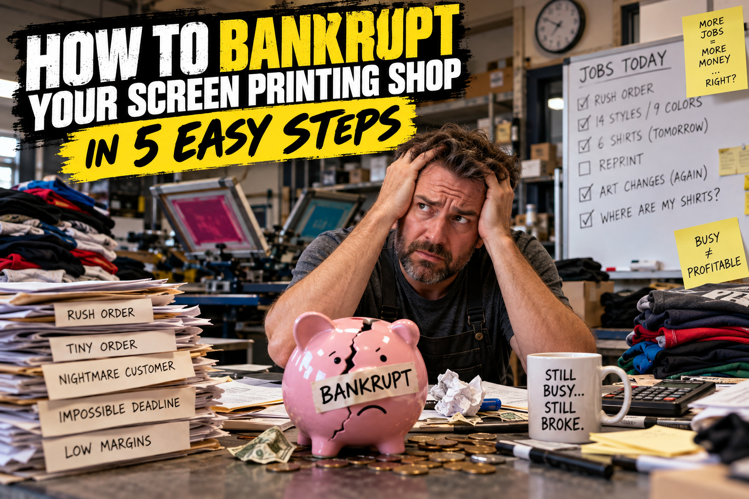How to Bankrupt Your Screen Printing Shop in 5 Easy Steps