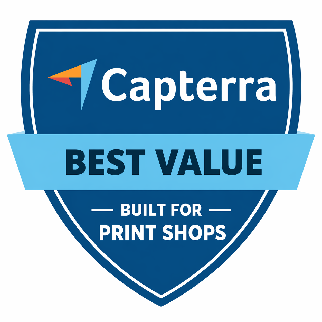 PriceIt software awarded Capterra Best Value badge built for print shops