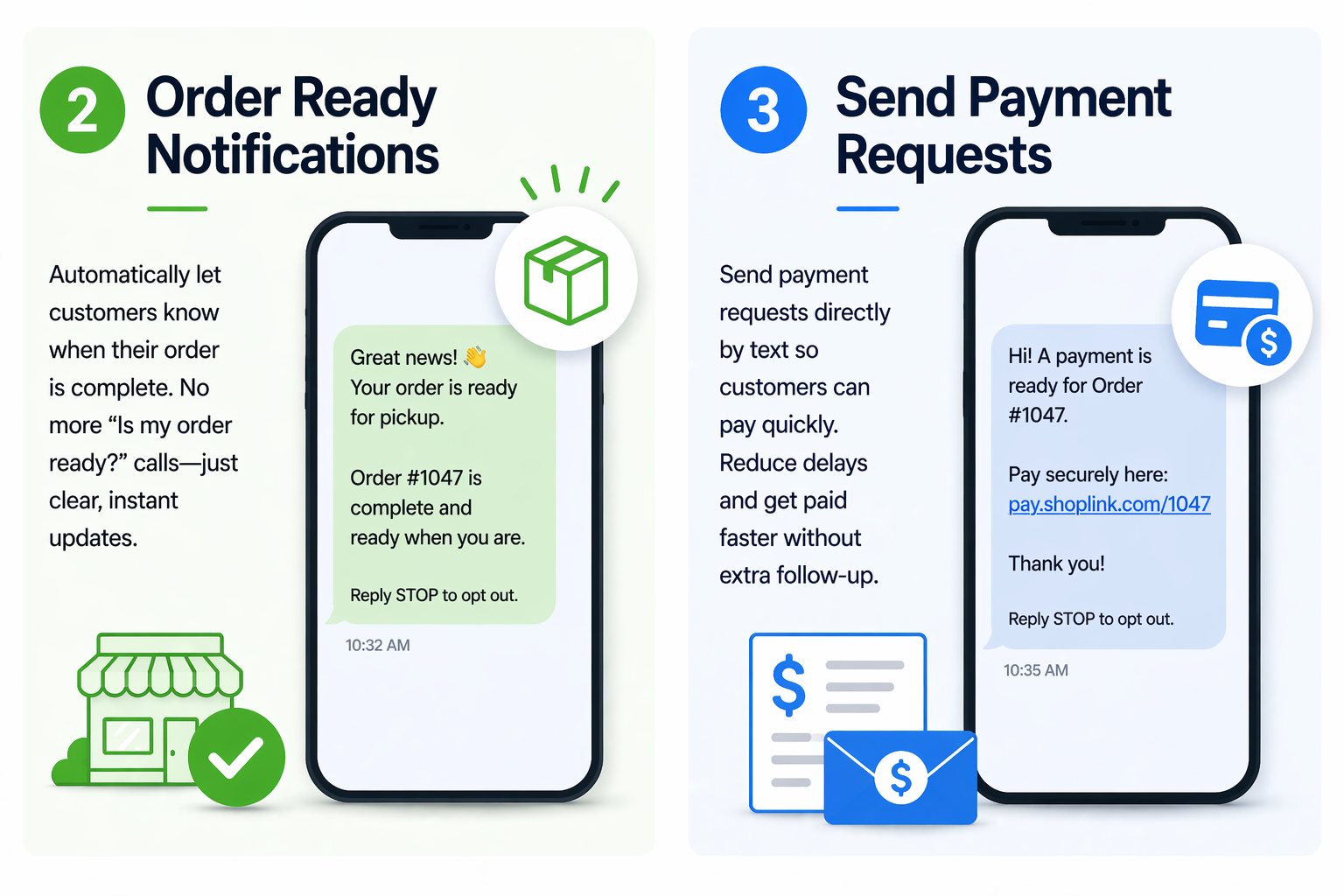 Texting Order updates and payment requests