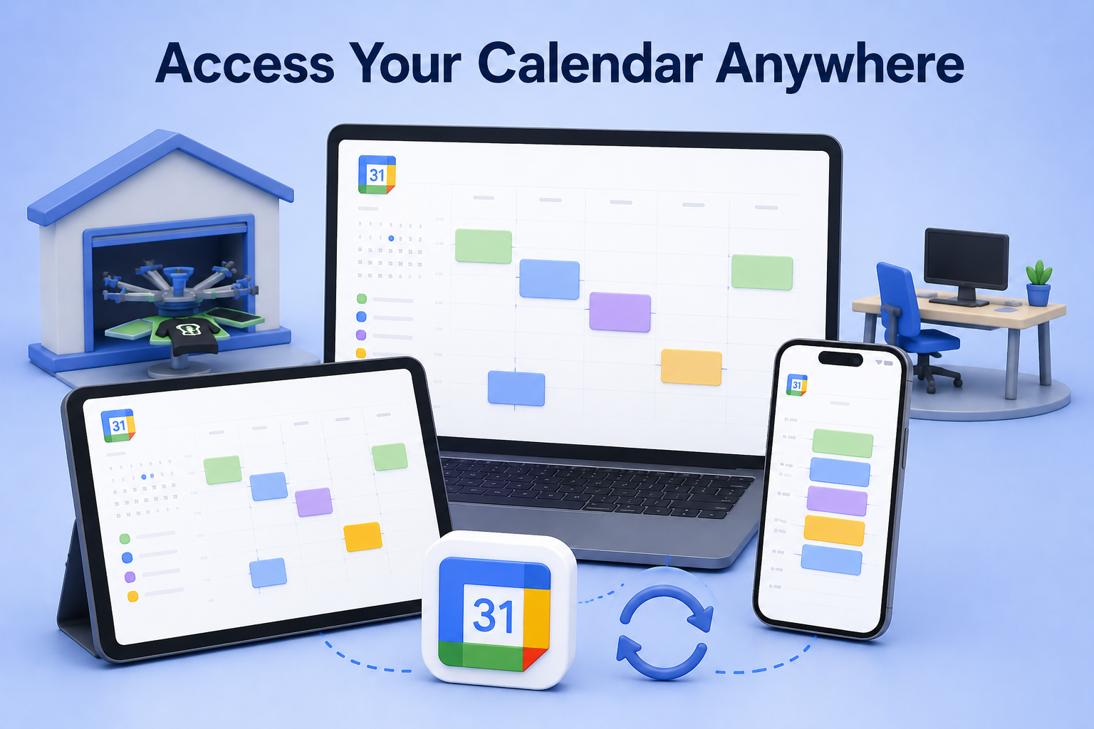 Access production schedules, job deadlines, and shop calendars from desktop, tablet, and mobile devices with Google Calendar integration