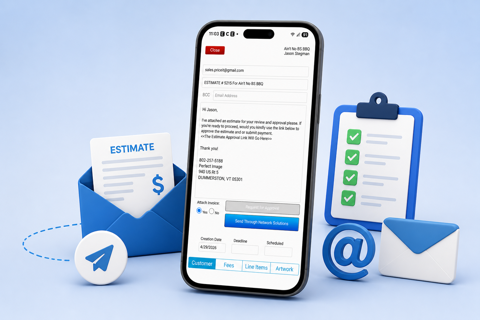 Create and Email Estimates with Phone App UI