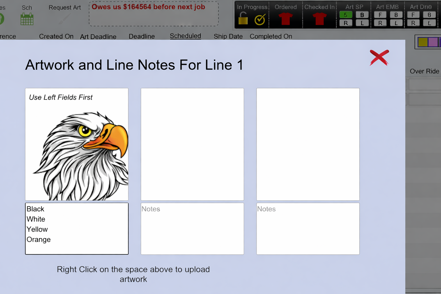 Line Item notes and artwork