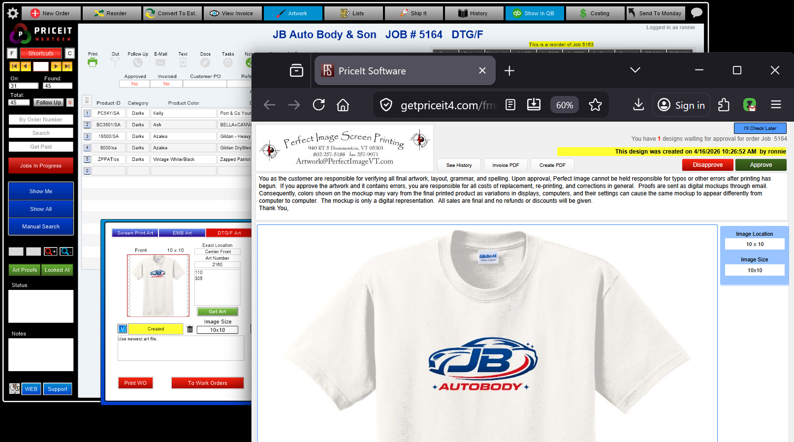 interface artwork mockups and approvals