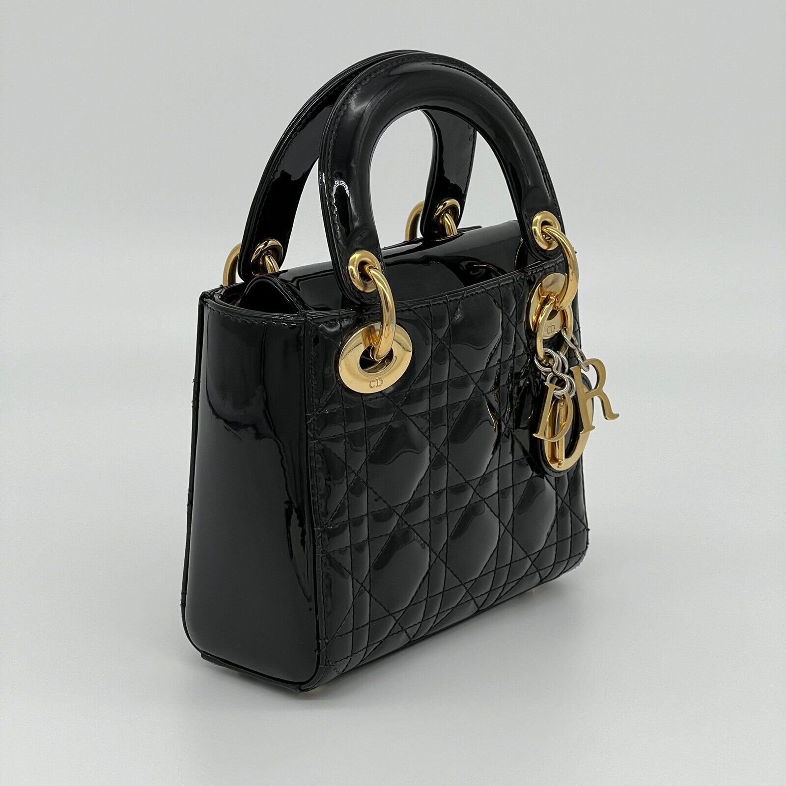 Mini Lady Dior in Black Patent Leather and Gold Hardware - 2.jpeg