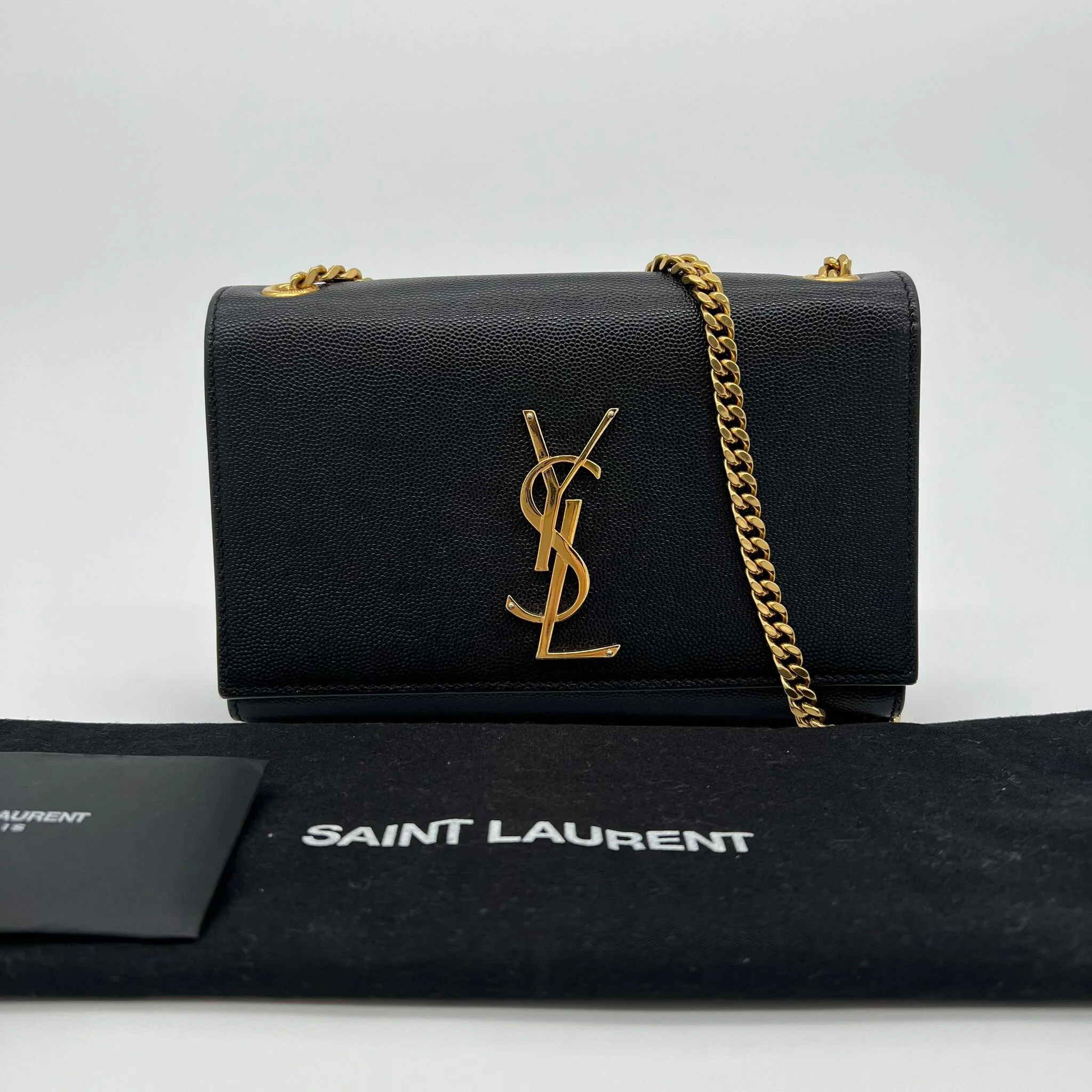 Saint Laurent YSL Small Kate Bag in Black Leather with Gold Hardware front